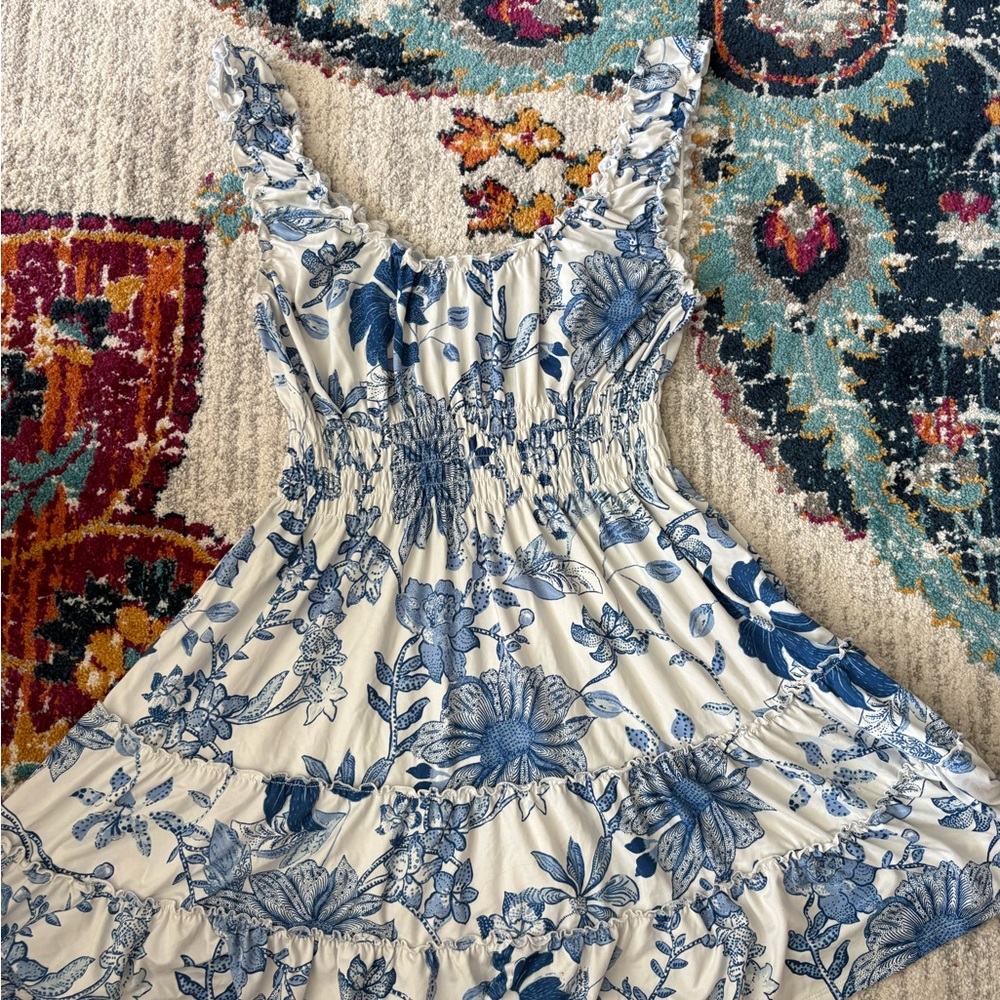 Urban Outfitters Blue Floral Midi Dress